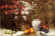 unknow artist, Floral, beautiful classical still life of flowers.096